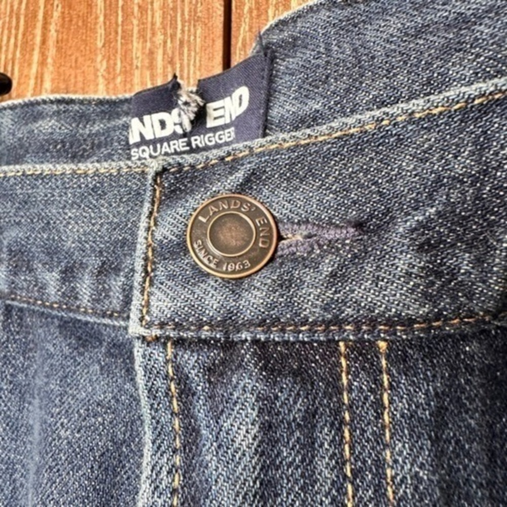 Lands End Square Rigger Men's Jeans Blue Denim 36x30 Straight Leg Waist Adjust - Picture 3 of 11